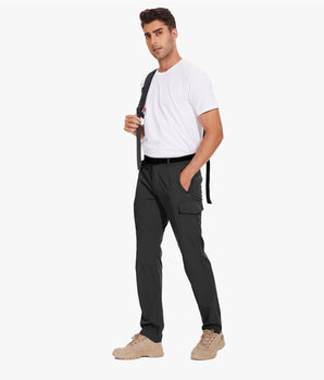Men's Lightweight Hiking Travel Pants with 6 Pockets Stretch Quick Dry Work Pant Cargo Outdoor Camping Fishing