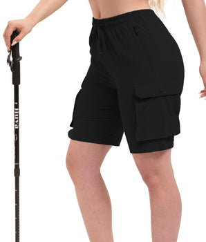 Women's Plain Flap Pocket Cargo Shorts with Adjustable Drawstring,Casual Fashion Comfy Shorts for Daily Ourdoor Wear