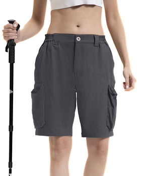 Women's Lightweight Hiking Cargo Shorts Quick Dry Athletic Shorts for Camping Travel Golf with Zipper Pockets